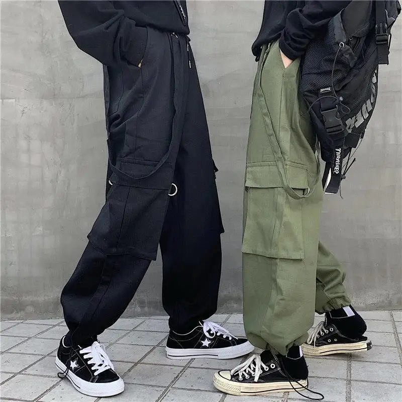 

HOUZHOU Black Cargo Pants Overalls Men Summer Navy Baggy Casual Men's Cargo Trousers Pocket Korean Streetwear Techwear Hip Hop