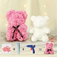 25cm rose teddy bear valentines day diy gift handmade present rose bear accessories wedding decoration bear foam mould