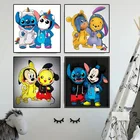 Мультфильм Микки  Стич  Винни аниме постеры Disney холст картины печать Настенная картина для детской комнаты домашний декор