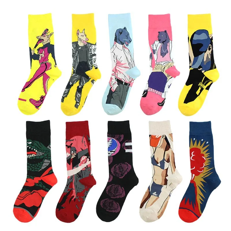 women fashion casual cotton socks happy funny japanese art socks character knit pattern novelty sock men trump socks lady teen