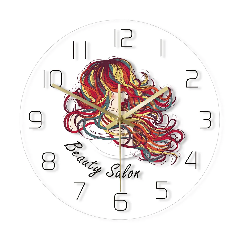 Ful Long Hair Wall Decor Clock Beauty Hair Salon Wall Watch Hair Studio Hairstylist Hairdresser Gift