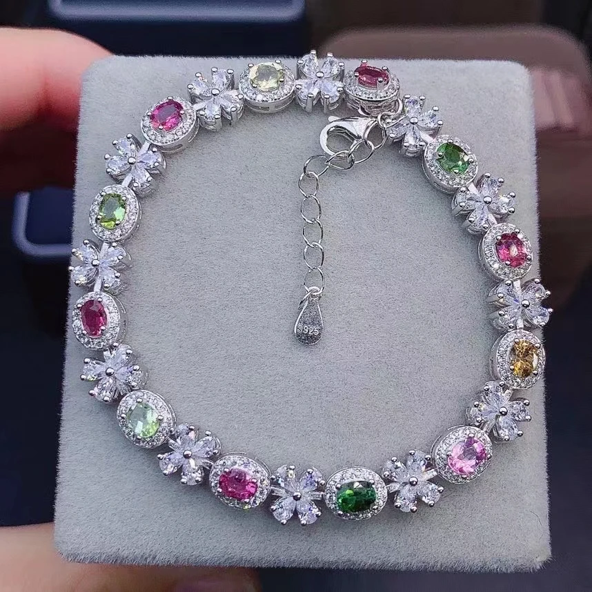 

Женский браслет из серебра 925 пробы, с натуральным турмалином