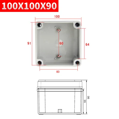 100 100 90 ABS пластик IP67 водонепроницаемый распределительная коробка DIY наружная электрическая Соединительная коробка кабельный филиал 95*65*55 - Цвет: 100 100 90
