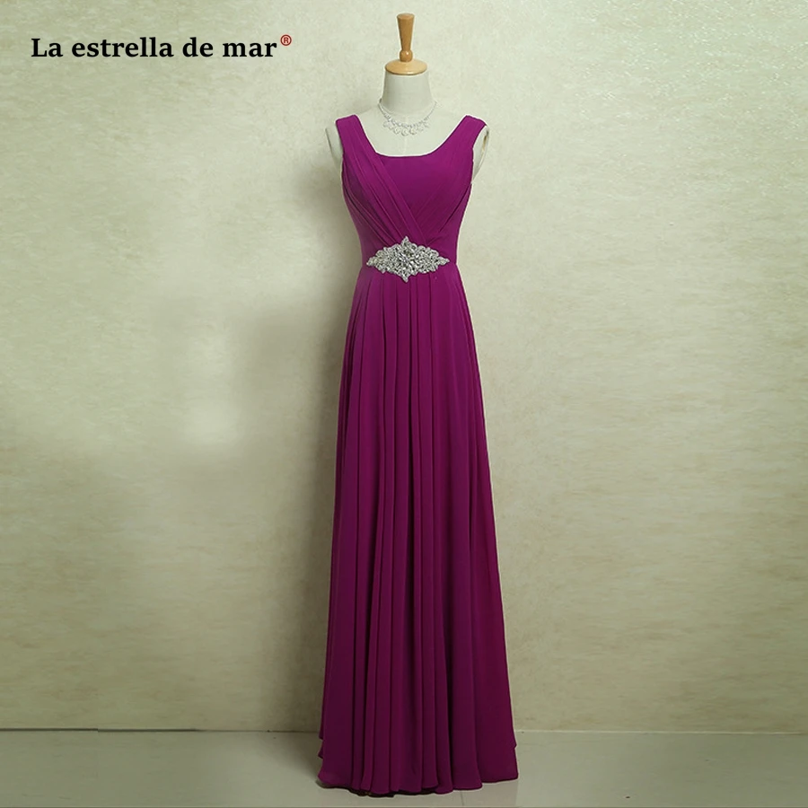 

Vestido madrinha2021new chiffon crystal a Line Deep teal turquoise burgundy purple royal blue pink bridesmaid dress long Cheap