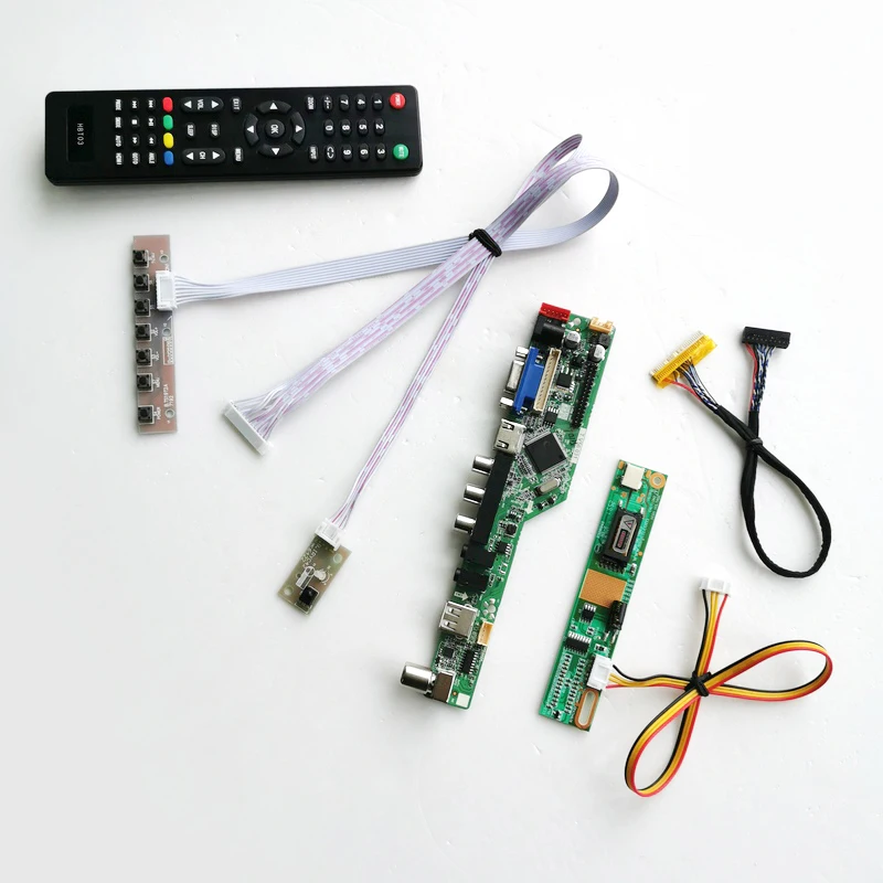 

For B154EW01 V9 VC Remote+Inverter+keyboard VGA AV USB RF LCD Display Panel TV Controller Board 1CCFL 30Pin LVDS DIY Kit