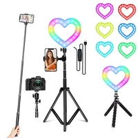 16cm rgb dimmable ring light heart shape lamp led selfie ringlight photo photography lighting with tripod for youtube video live