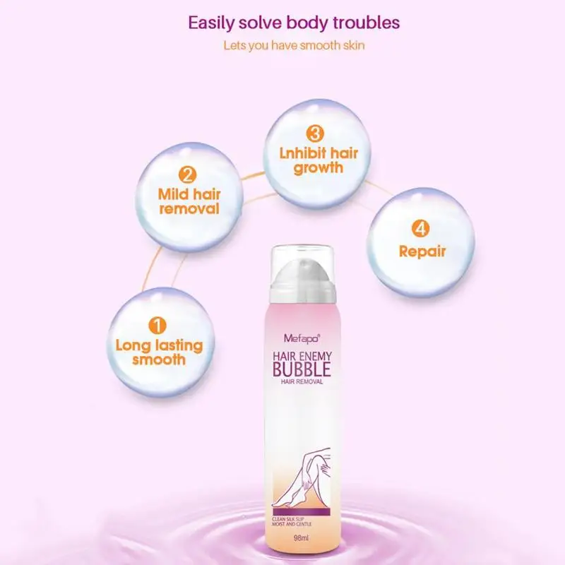 

98ml Hair Removal Cream Spray Painless Hair Enemy Bubble Body Mousse Foam Cream Skin Cream Depilatory Removal Master Smooth