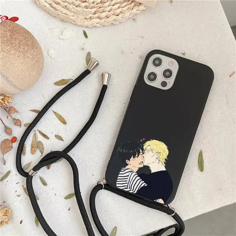 

Banana Fish Phone Case For iPhone 7 8 11 12 X XS XR MINI Pro Max Plus Strap Cord Chain Lanyard soft