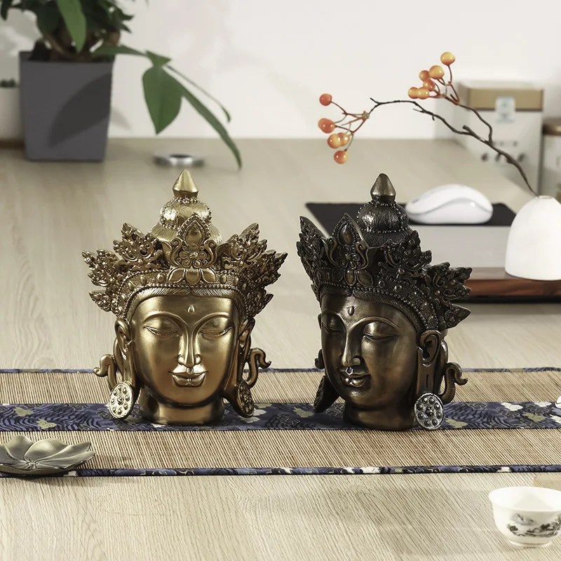 Новый стиль полированной медной порошковой бронзовой статуэтки Будды голова йога-клуба декор дома фигурки Юго-Восточной Азии Фэн Шуй статуэтка.