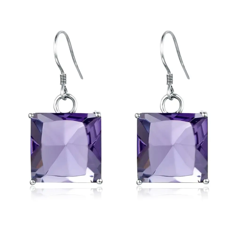 

Szjinao Created Amethyst Gemstone Drop Earrings For Women Genuine 925 Sterling Sliver Wedding Engagement Fine Jewelry Part Gift