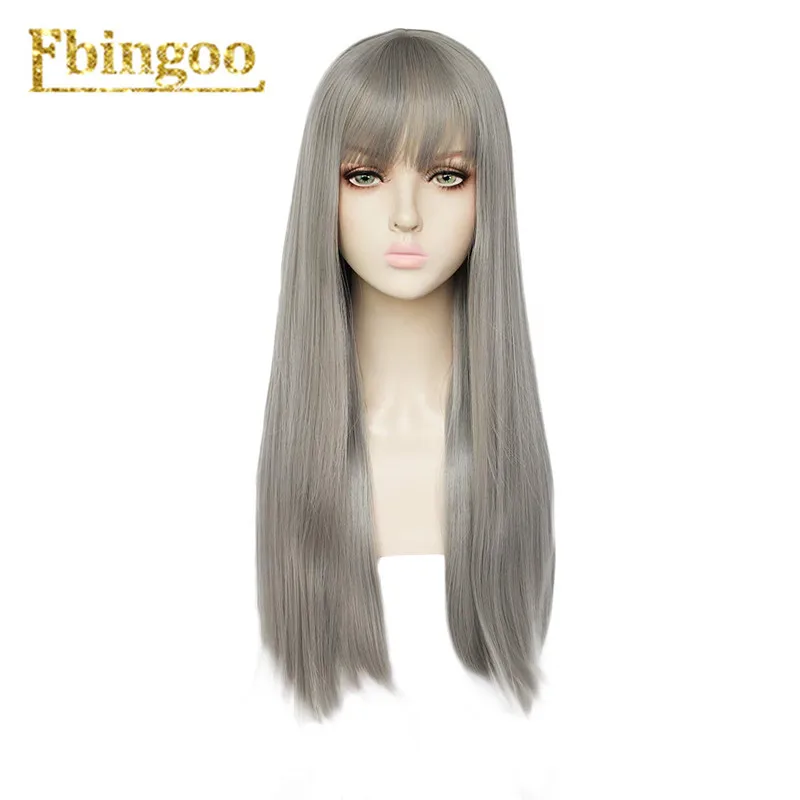 Ebingoo Hair cap+ белый высокотемпературное волокно Peruca Perruque натуральный прямой длинный синтетический парик с челкой для женщин