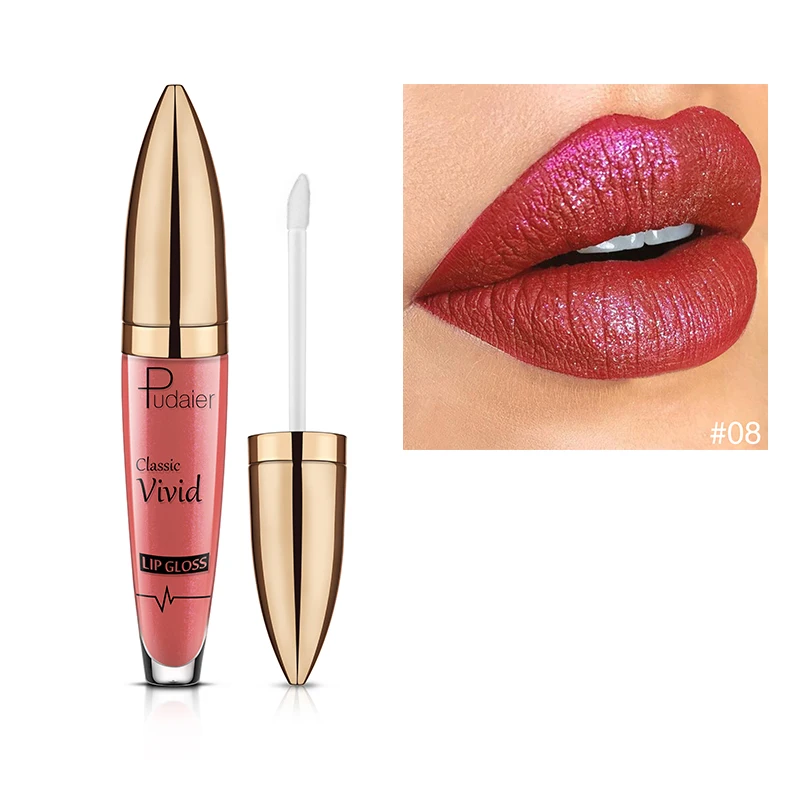 Блестящий Блеск для губ Pudaier металлический пигмент Матовый блестящая жидкая