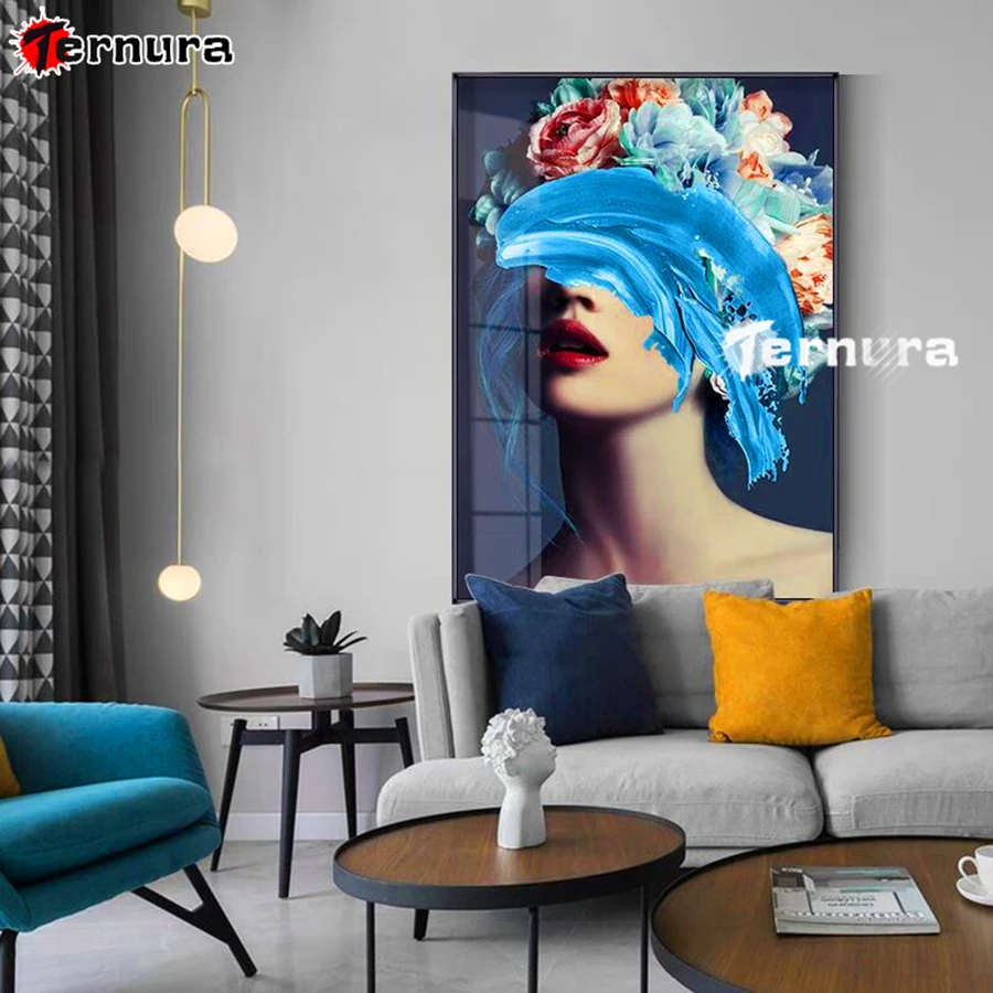 

Diy Diamond Painting Embroidery Modern fashion flower woman Full Square Round Drill Rhinestone Mosaic colorful Wall decor Art