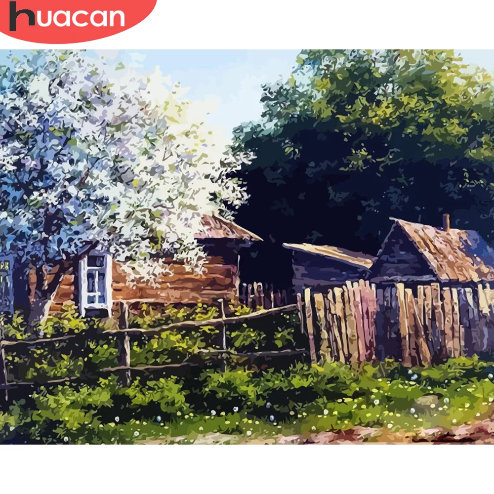 

HUACAN Paint By Number House Drawing On Canvas Gift DIY Pictures By Numbers Landscape Kits Hand Painted Painting Art Home Decor
