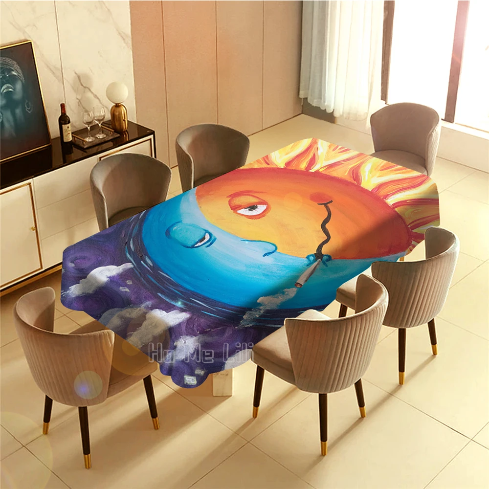 

Sun And Moon Painting Tablecloth Art Indoor And Outdoor Decoration