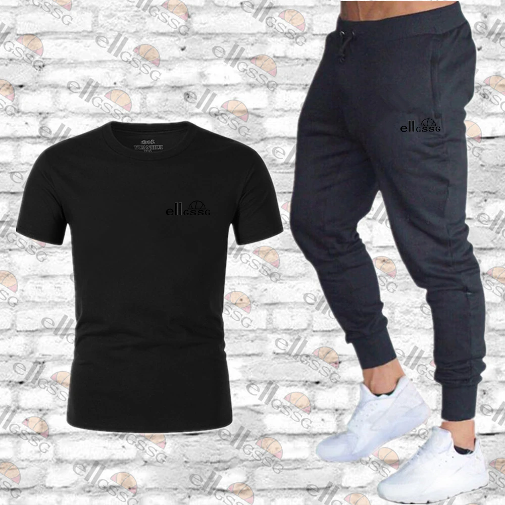 

Brand men's new casual sportswear two-piece T-shirt + pants men's sportswear suit letter printing jogging clothes men's trend