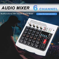 wireless 6 channel audio mixer portable sound mixing console usb interface mp3 computer input 48v phantom power monitor for home