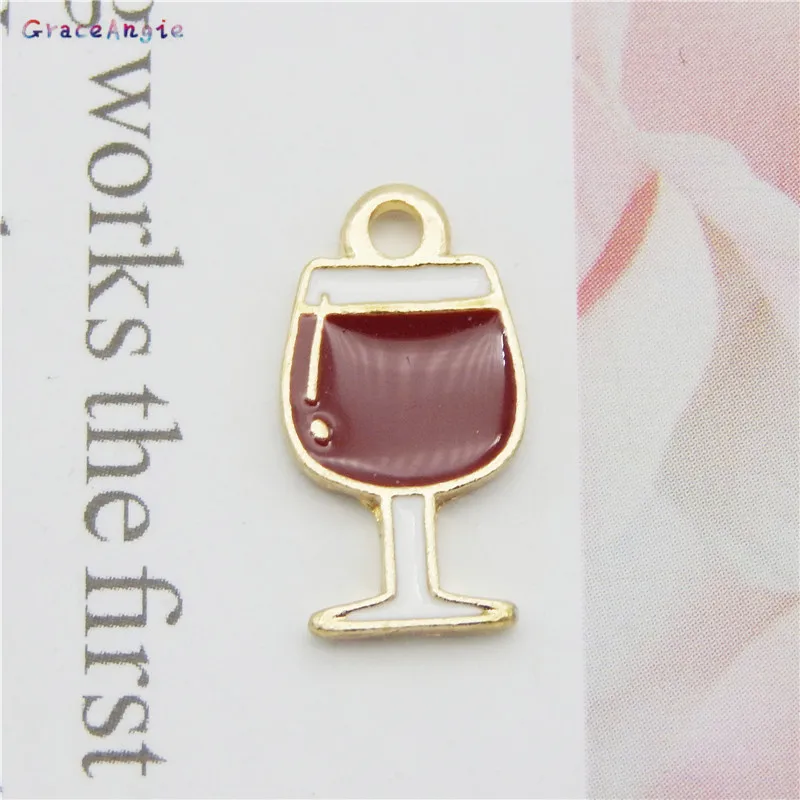 10pcs/lot Kawaii Enamel Goblet Jewelry Findings - GraceAngie Red Wine Glass Earring Charms, Bracelet Keychain & Small Pendant in Alloy image 6