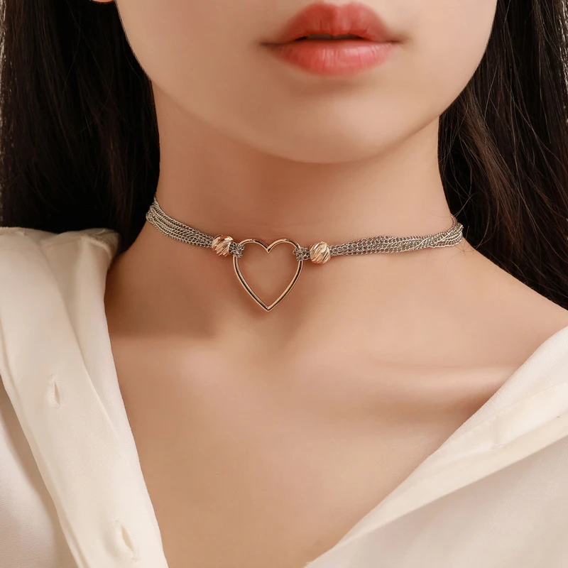 Корейский тренд ожерелье в форме сердца с вырезами креативная многослойная
