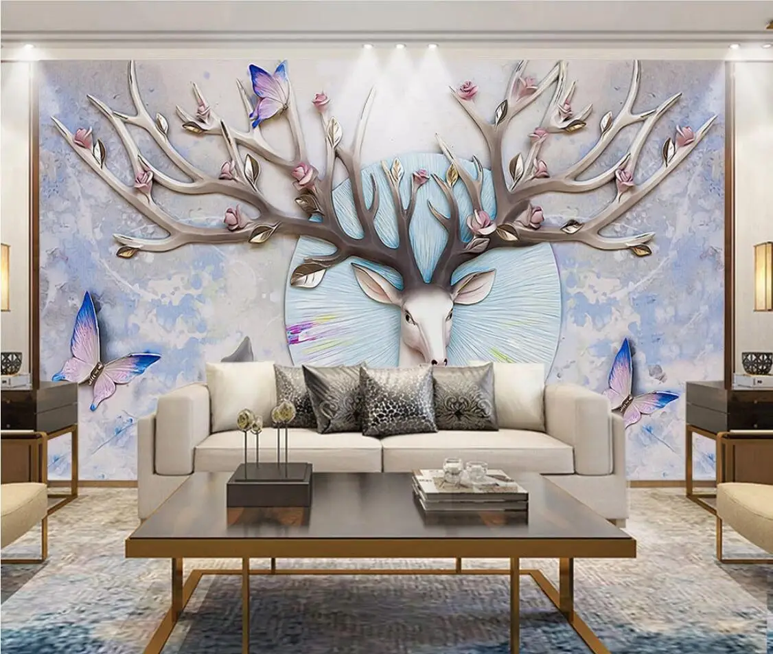 Тисненые обои с изображением оленя Sika роскошная Настенная роспись цветами