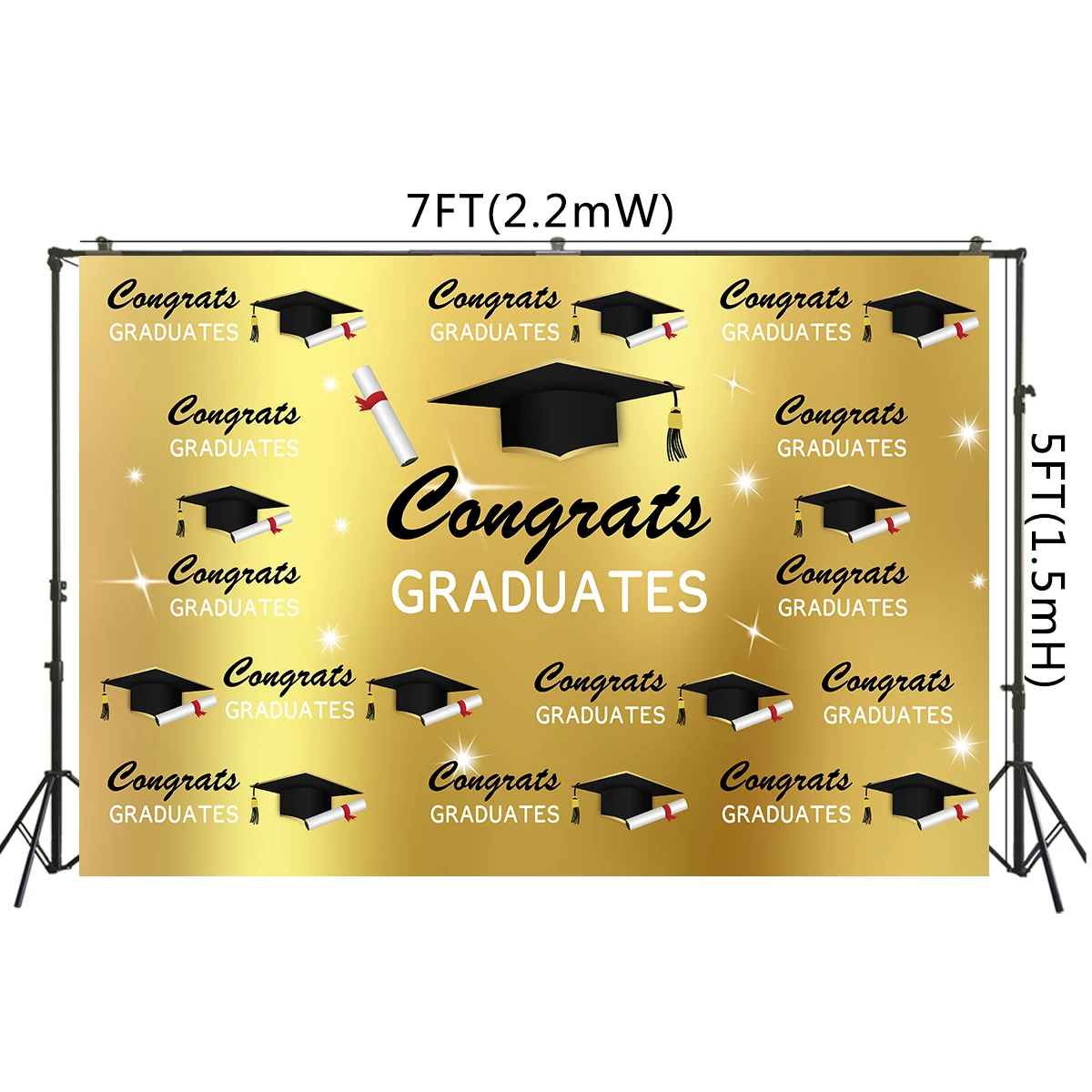 Выпускной фон Congrats шапочка выпускника Черное золото мальчики девочки фото