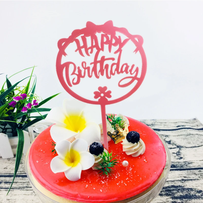 

New Happy Birthday Cake Topper Rose Gold Heart Birthday Acrylic Cake Topper For Kids Birthday Party Cake Decorations