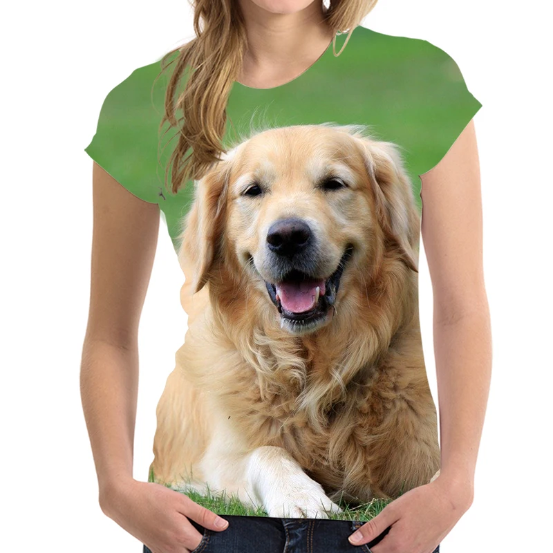 Женская футболка золотого ретривера с логотипом на заказ Милая из дышащей ткани