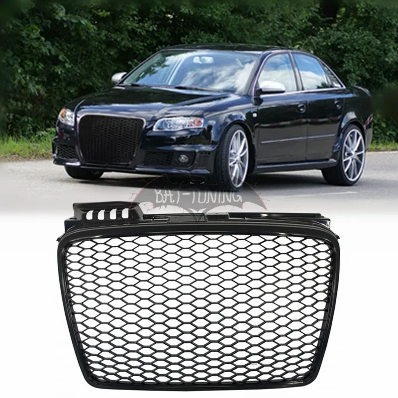 Решетка для Audi A4 B7 2004 2008 глянцевая черная решетка переднего бампера RS4|Гоночные