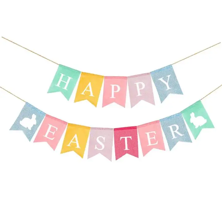 

Веселая Пасха, баннеры из мешковины, красочный рисунок кролика, пасхальное украшение, декор вечерние, сувениры для камина, SN5109