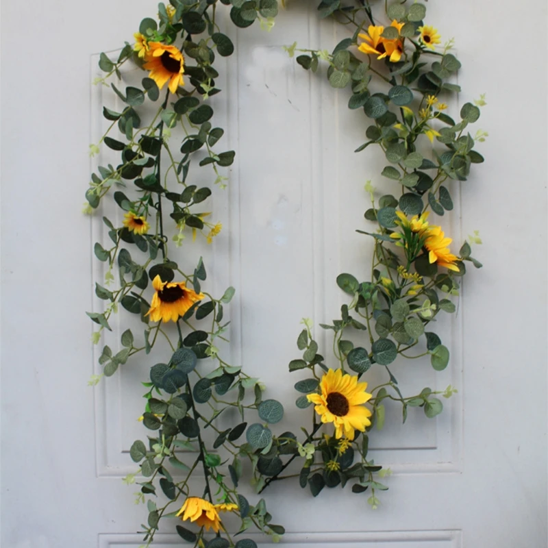 

Artificial Eucalyptus Garland with Sunflower Flowers 5.9FT, Wedding Table Garlan 87HA