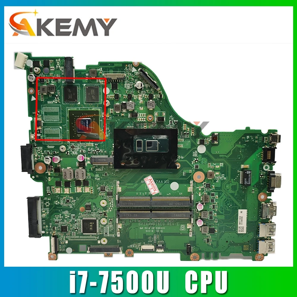 

Akemy Laptop Mainboard For ACER Aspire E5-575 i7-7500U Motherboard DAZAAMB16E0 SR2ZV N16S-GT1-KB-A2 DDR4