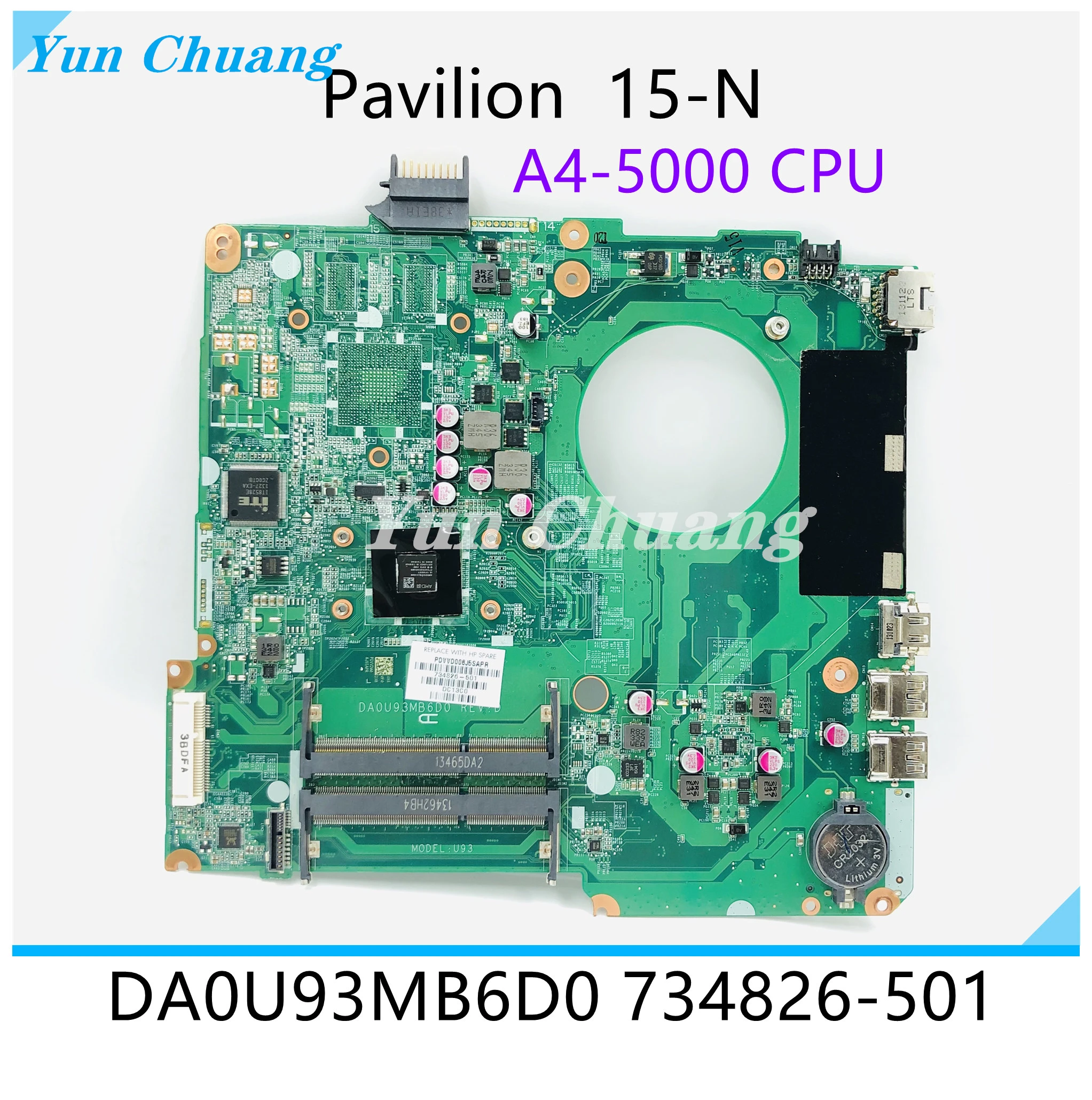 Материнская плата для ноутбука 734826-501 734826-001 DA0U93MB6D0 HP Pavilion 15 15Z 15-N Series A4-5000 ЦП DDR3 |