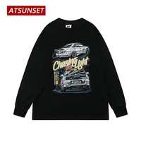 atsunset chasing hight sports car print sweatshirt autumn cotton pullover hip hop street retro style round neck hoodie tops