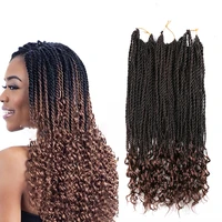 yihan ombre crochet braiding hair extension 18 80g pack senegalese twist with curly ends tbrown tpurple synthetic crochet hair