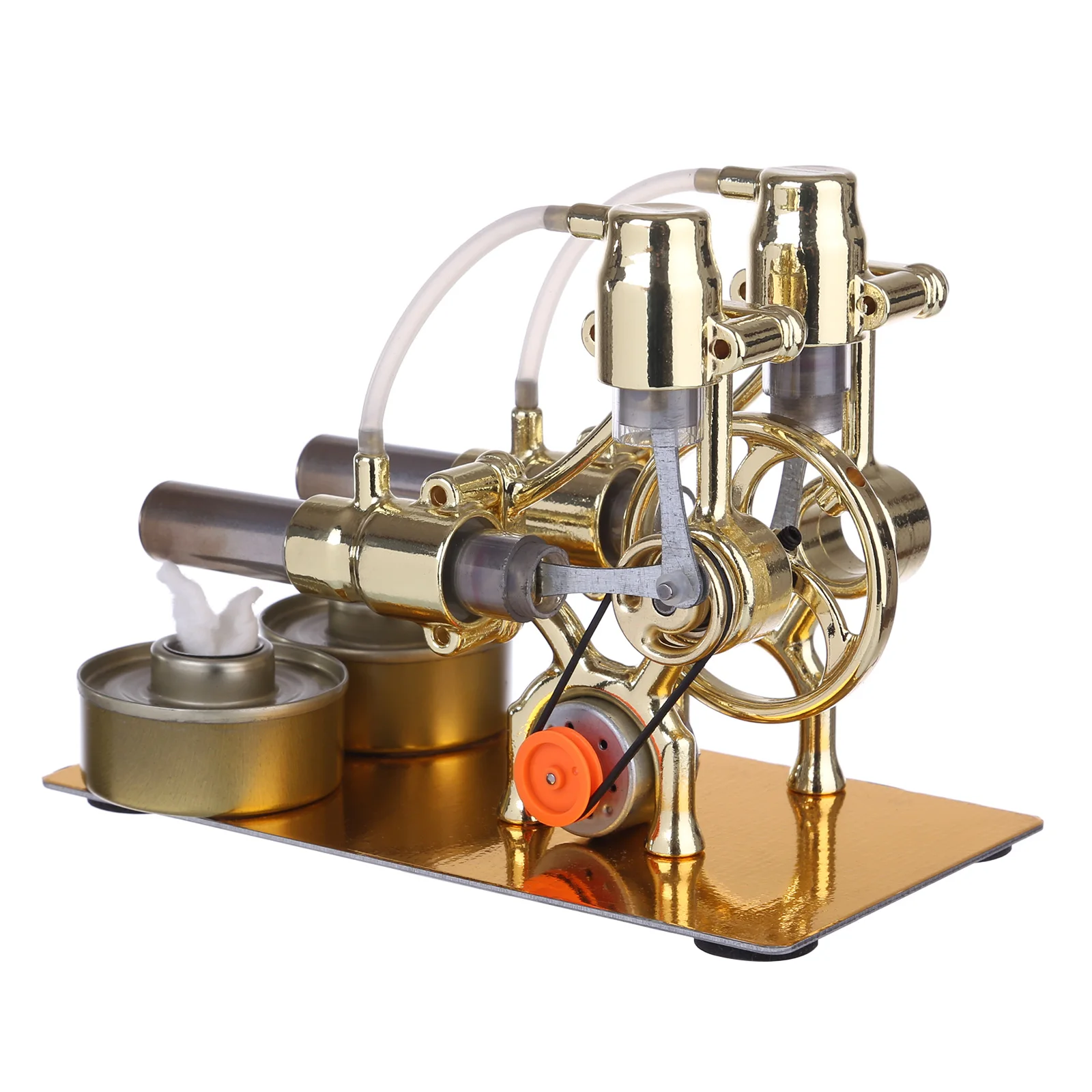 

L-Type Double-Cylinder Stirling Engine Generator Model Science Experiment Educational Toy With LED Diode And Bulb - Golden