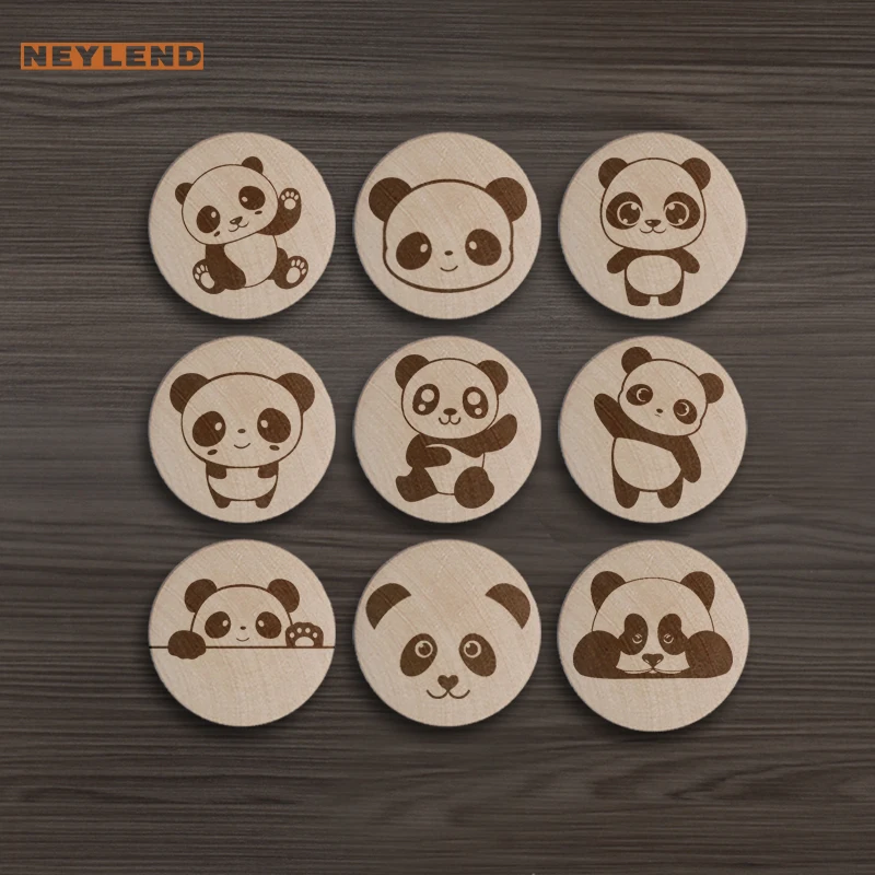 

Children Engraved Cute Panda Pattern Wooden Draw Knob Boho Nursery Drawer Pull Nature Wood Drawer Pulls Kids Furniture Handles