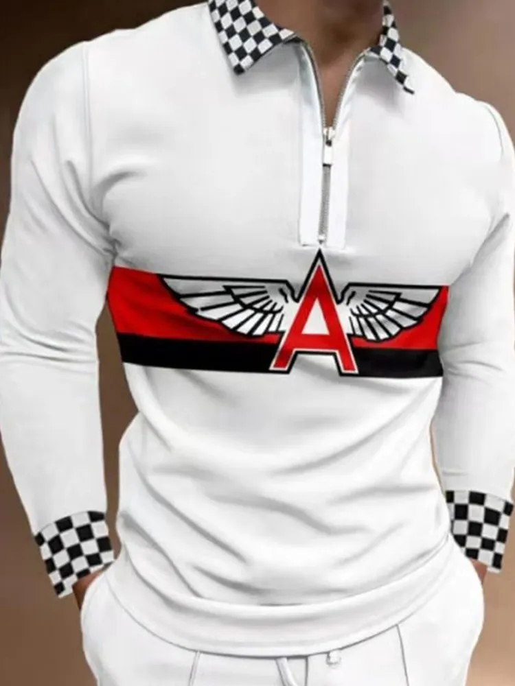 Мужская рубашка-поло с отложным воротником длинным рукавом | одежда