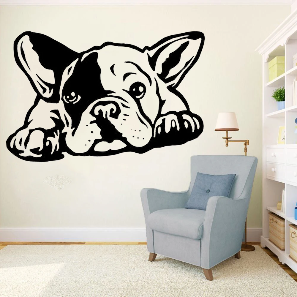

French Bulldog Dog Wall Decals Vinyl Living Room Home Decor Self-adhesive Wall Stickers Fashion Animal Bedroom Wallpaper Y814
