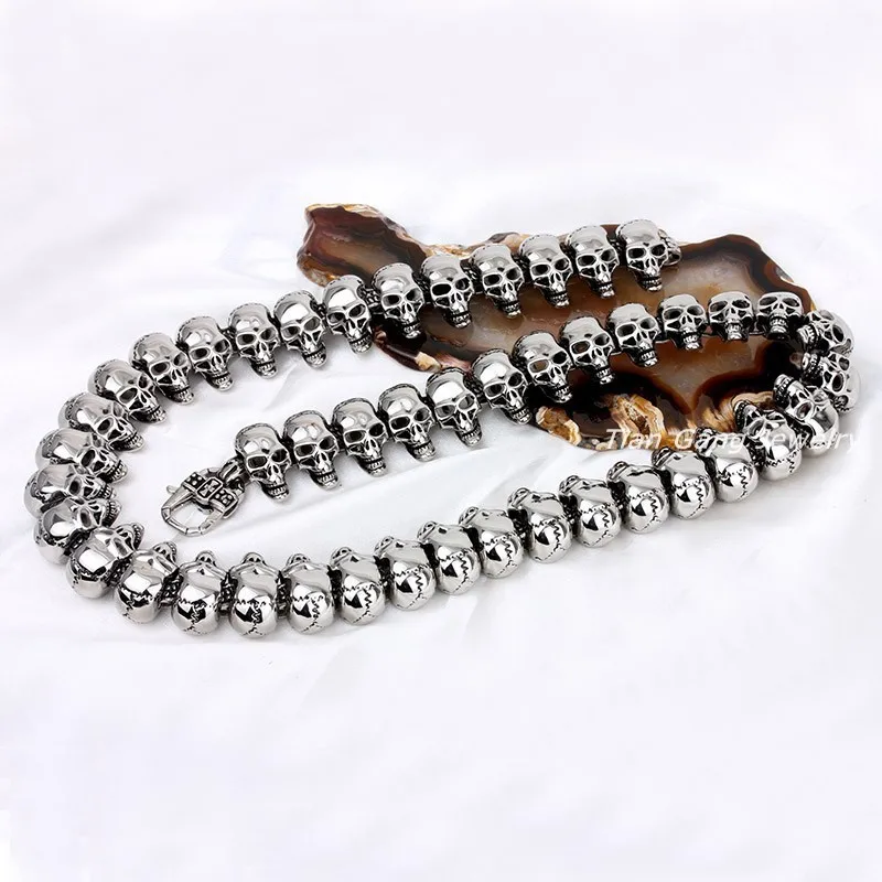 

skull necklace mens stainless steel skeleton jewelry chains on the neck Retro skull long chain necklace Gothic hip hop fashion
