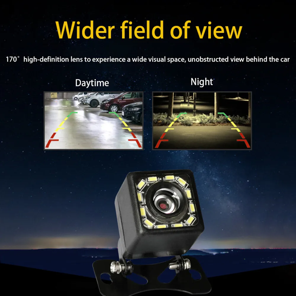 Car Rear View Camera 4LED Night Vision Reversing Automatic Parking Monitor CCD IP68 Waterproof 170 Degree High-Definition Image |