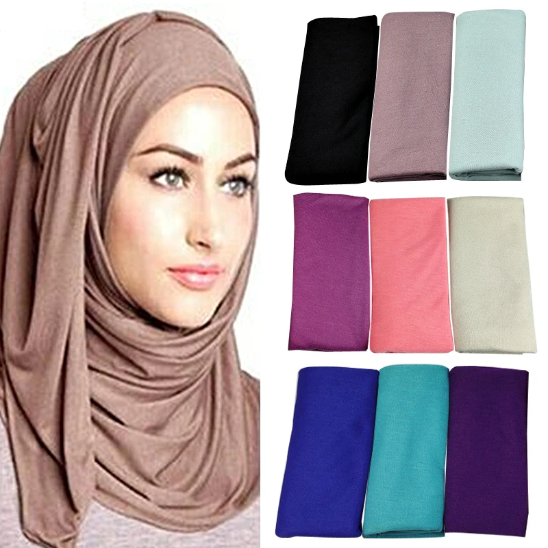 85*180CM Women Muslim Double Loop Instant Hijab Femme Headwrap Islamic Solid Color Long Headscarf Cotton Modal Shawl |