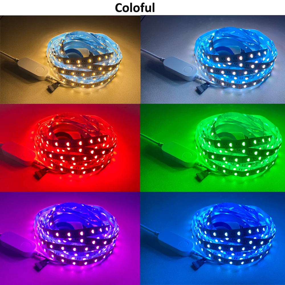 Светодиодная лента RGB + CCT 5 в 12 В 24 SMD 5050 RGBCW гибкая полноцветная световая для