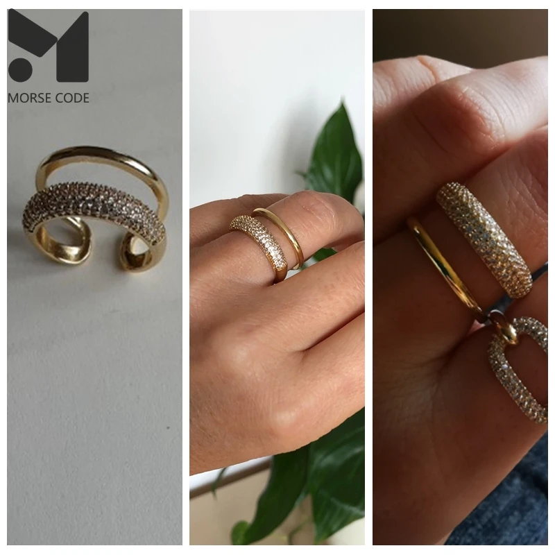 

MC Korea's New Exquisite Geometric Simple Ring Fashion Temperament Versatile Opening Finger Ring Elegant Lady Women's Jewelry