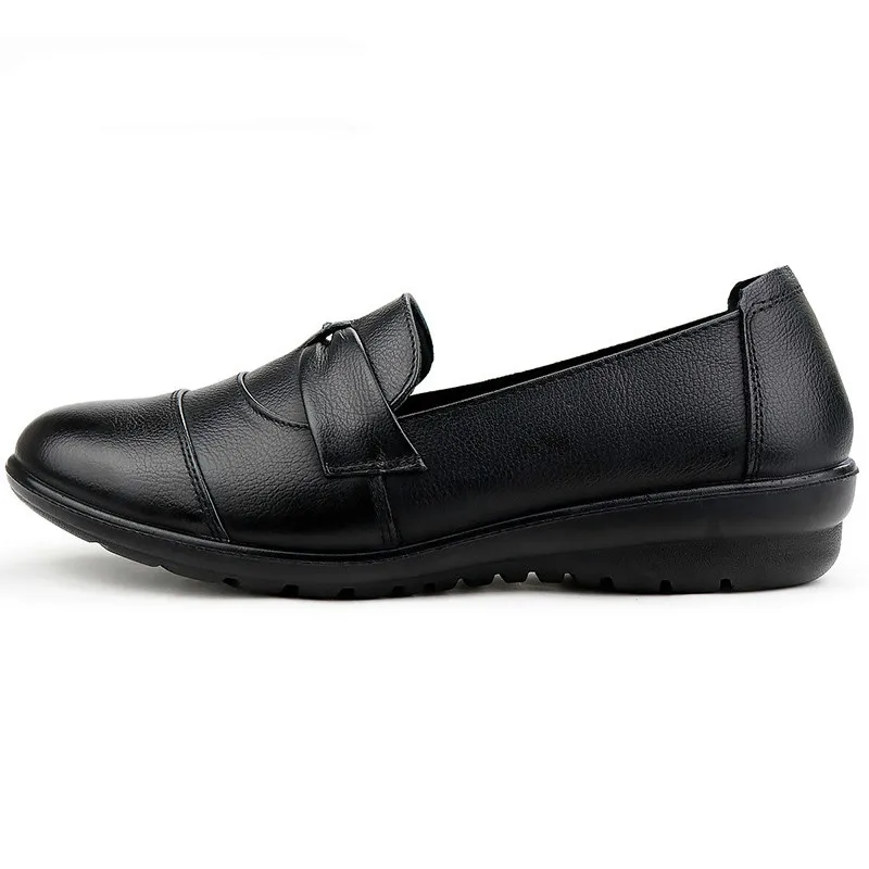 

Genuine Leather Shoes For Women Big size 9-10.5 Round Toe Shoe Ladies Slip-on 2020 Spring/Autumn shoes