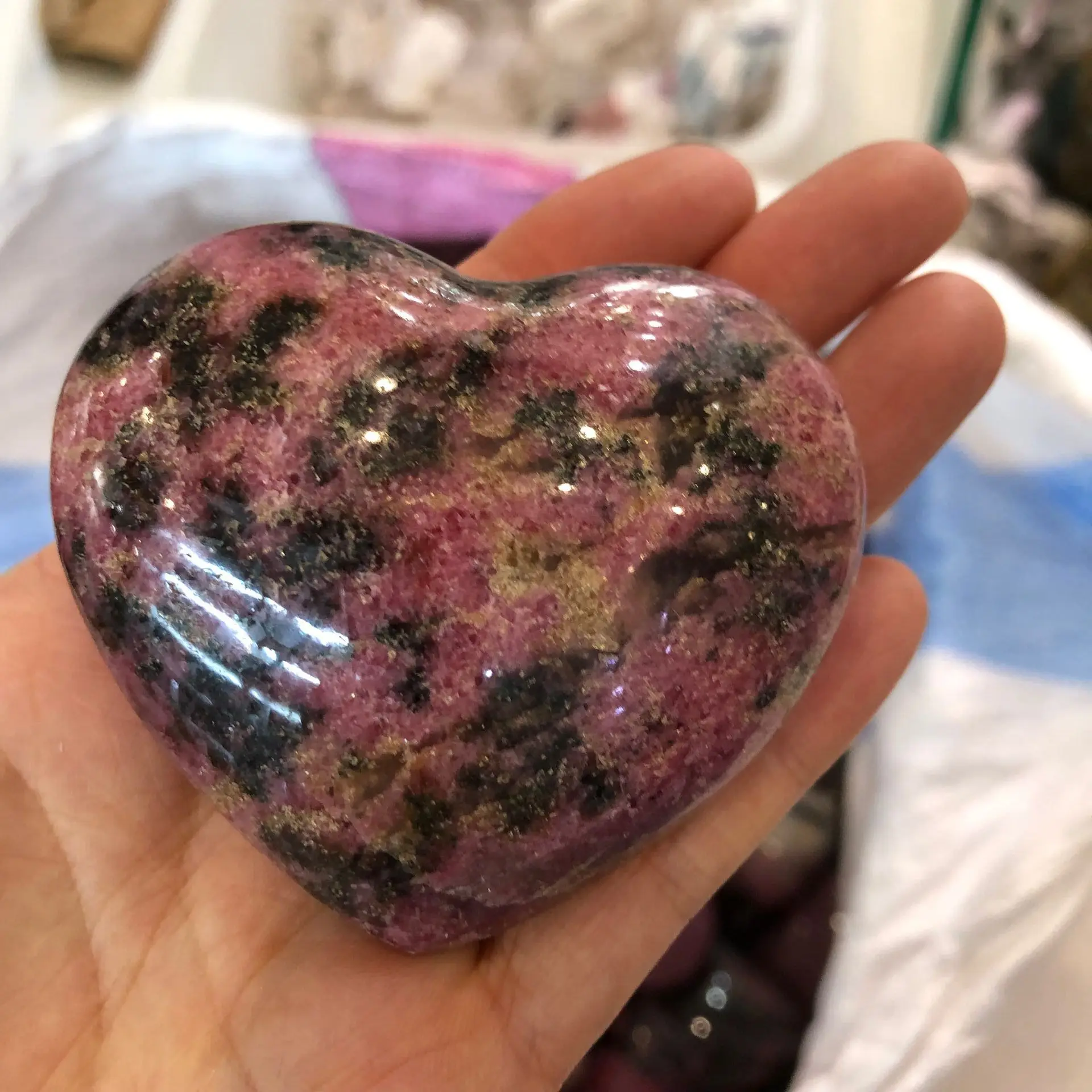 

Overweight!!Natural Plum Blossom Tourmaline Crystal Heart Shape Mineral Reiki Healing Gift