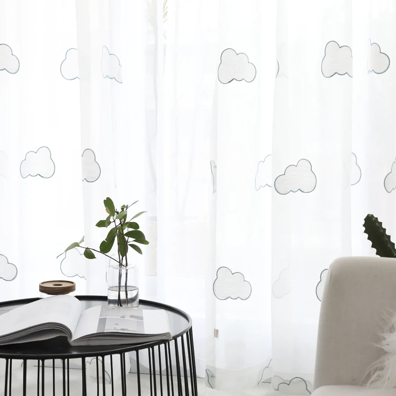 Мультяшные прозрачные Занавески с рисунком облаков для детской комнаты спальни
