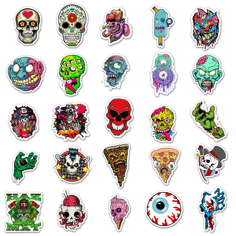 50 шт. водонепроницаемые наклейки в виде черепа для ноутбука скейтборда багажа