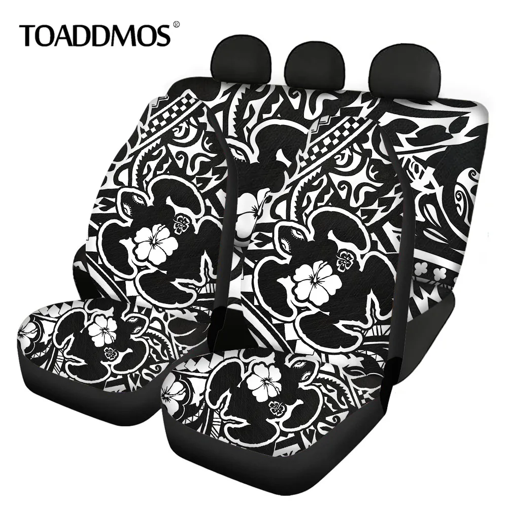 

TOADDMOS Polynesian Tribal Pattern Sea Turtle Hibiscus Design Universal Car Seat Cover Protector Auto Car Interior Accessories