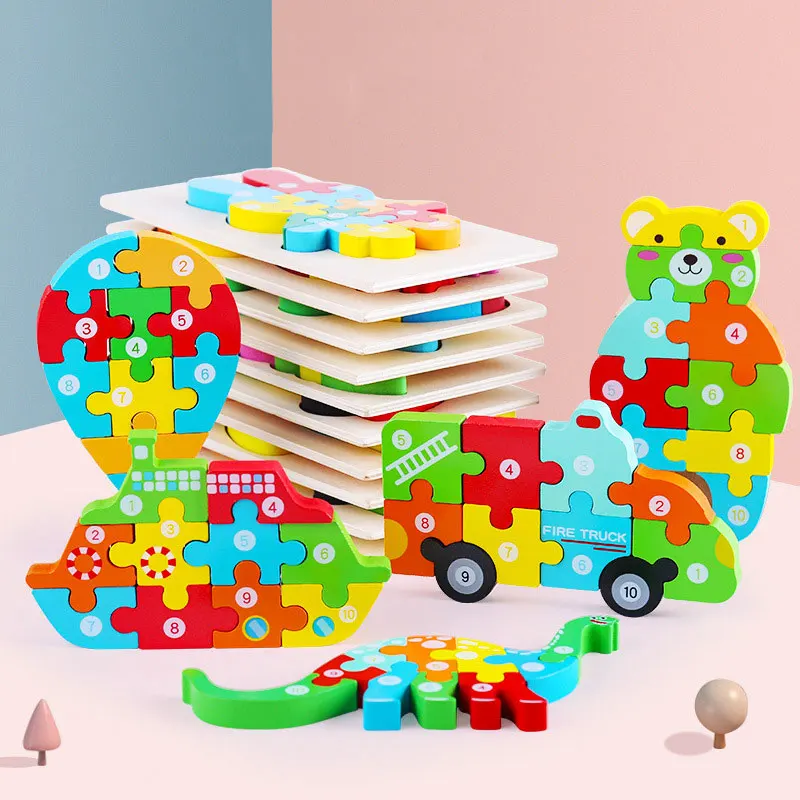 

Educational Toys Montessori 3D Wooden Puzzle For Children Cartoon Animals Puzzle Game Toys Montessori Puzzle Kids Wooden Toys