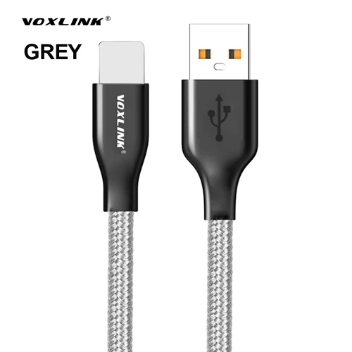 VOXLINK USB кабель с нейлоновой оплеткой для iphone X XS XR, usb-кабель для быстрой зарядки и синхронизации данных для iphone xs max 8 8Plus 7 6 6 S ipad mini - Цвет: Nylon Grey